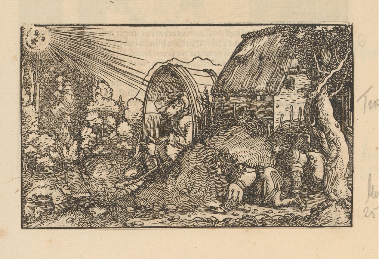 Diogenes in His Barrel and Two Crowned Young Men by Anonymous