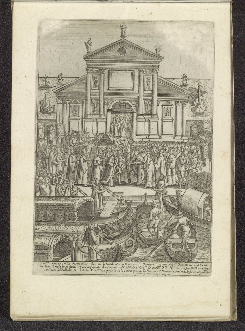 Doge and Serenissima Signoria in front of the church of San Giorgio Maggiore in Venice by Anonymous