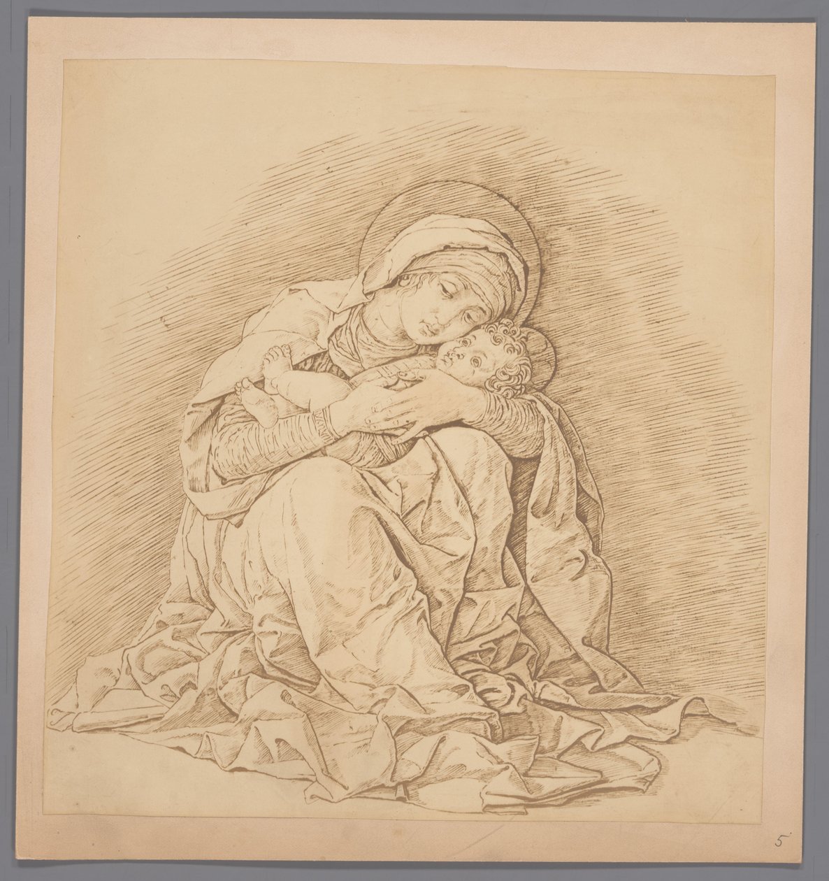 Photoreproduction of the Engraving Seated Madonna with Child by Andrea Mantegna by Anonymous