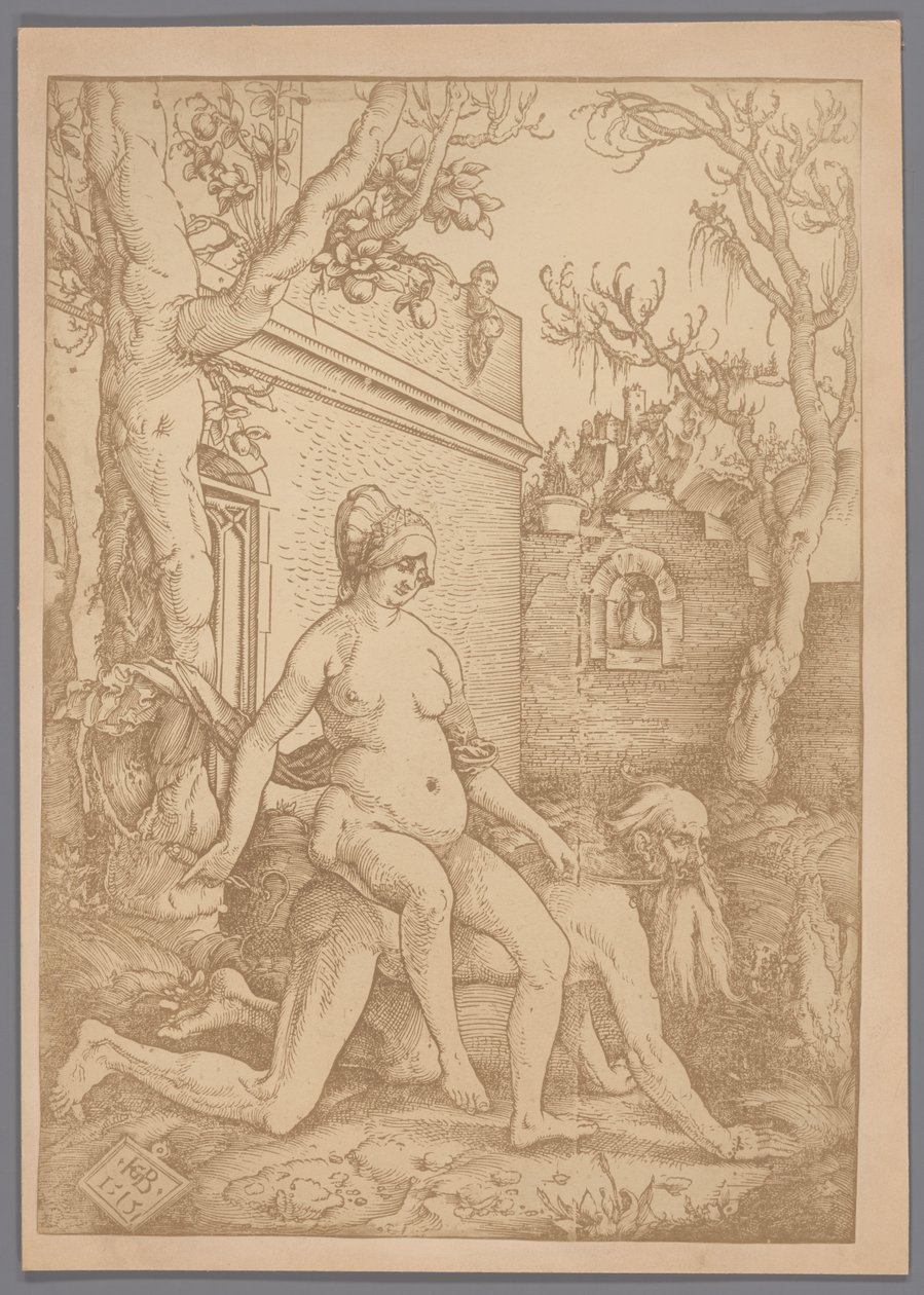 Photoreproduction of the woodcut Aristotle and Phyllis by Hans Baldung Grien by Anonymous