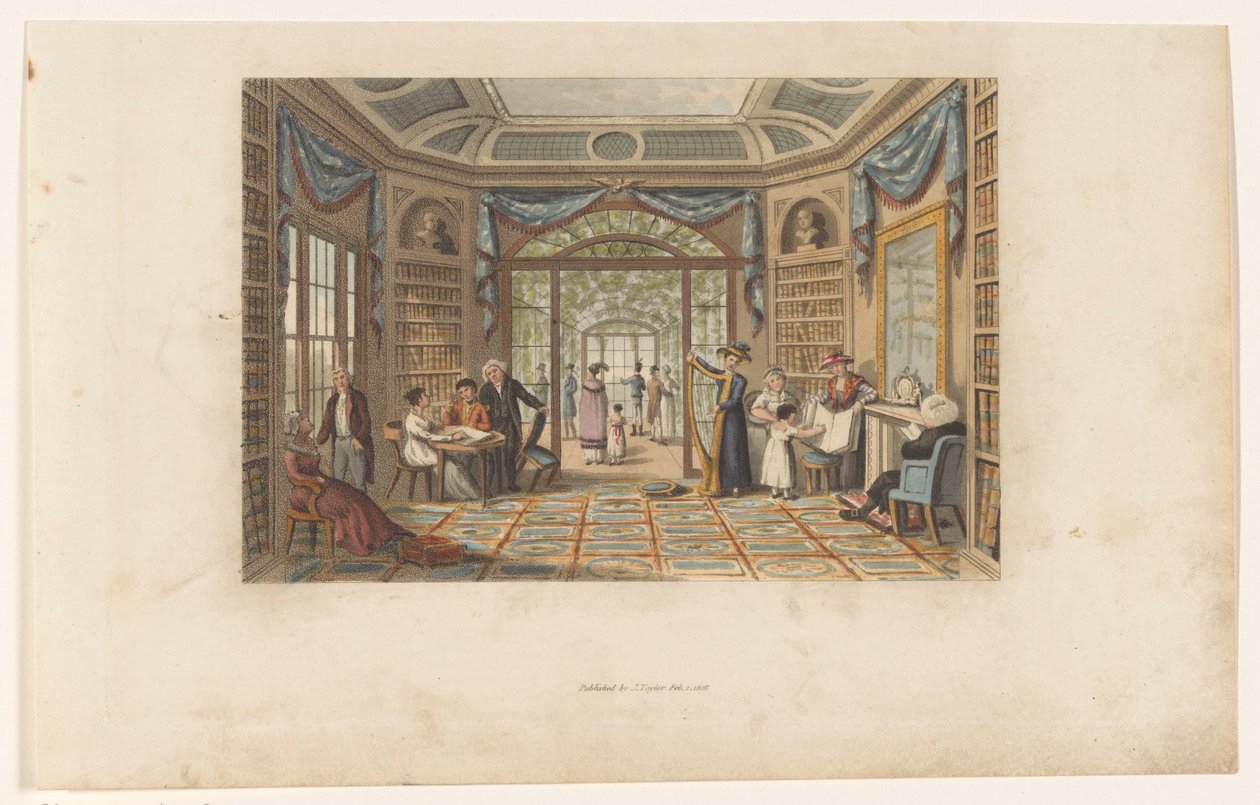 Company in a Library by Anonymous