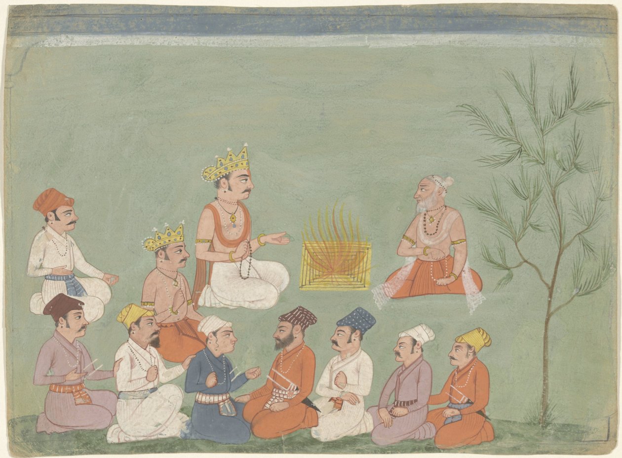 Company with Two Princes by a Campfire by Anonymous