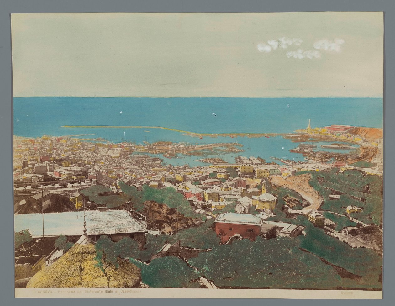View of Genoa and the Ligurian Sea, Italy (Panorama from Righi Restaurant at Castellaccio) by Anonymous