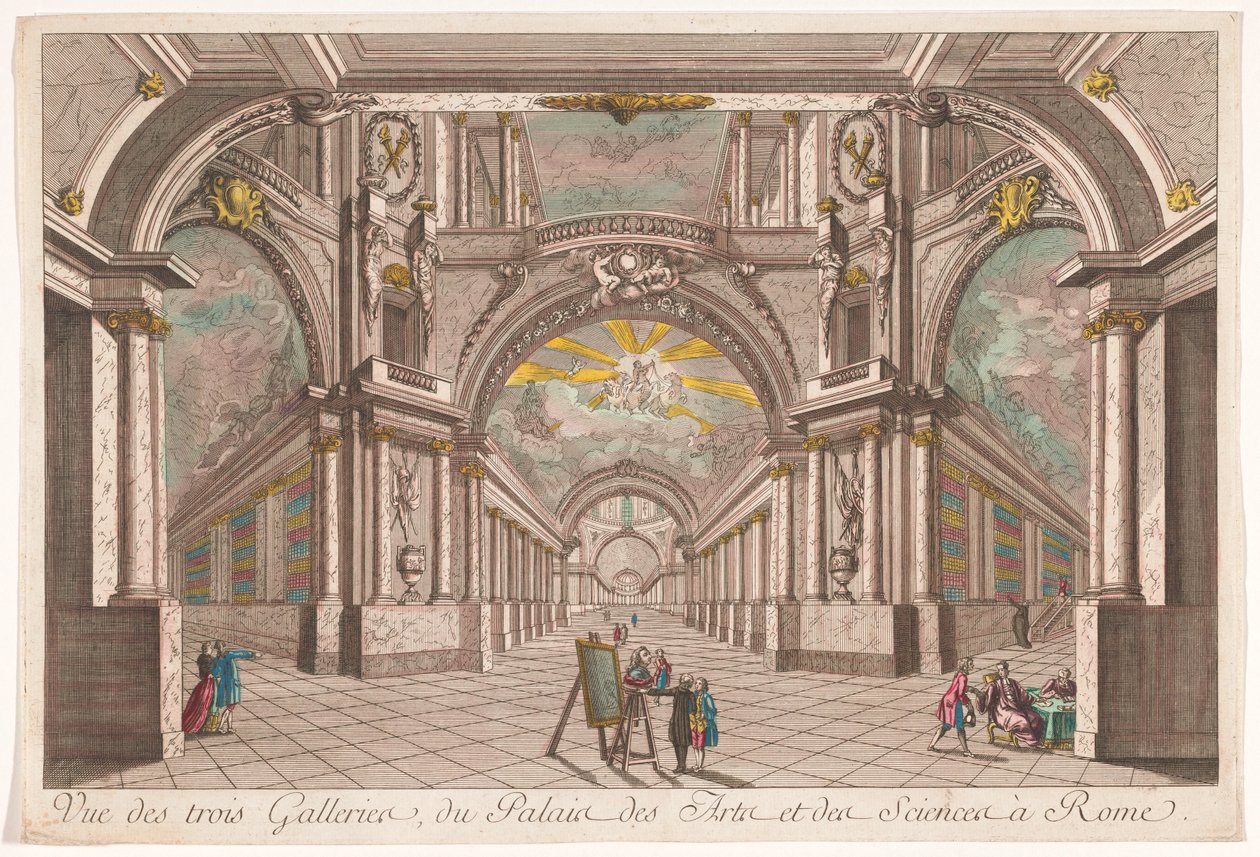 View of the Three Galleries of the Palace of Arts and Sciences in Rome by Anonymous