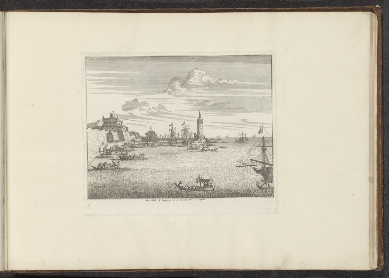 View of the Harbor with a Lighthouse and a Palace in Naples by Anonymous
