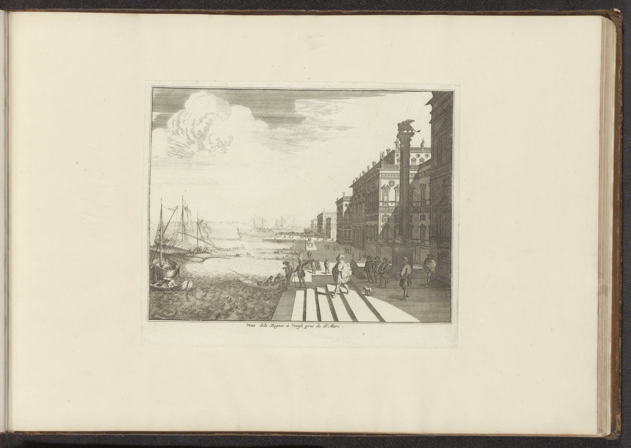 View of a quay in Venice with the lion of San Marco on a column by Anonymous