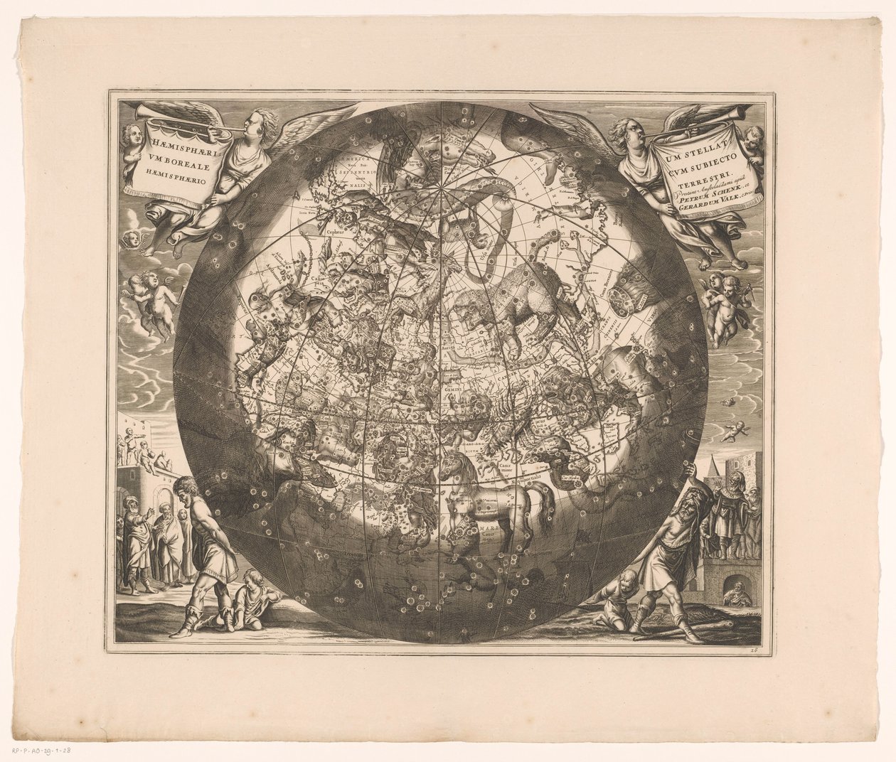 Celestial Map with Northern Constellations Haemisphaerium stellatum boreale cum subiecto haemisphaerio terrestri by Anonymous