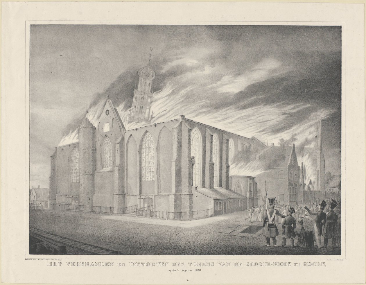 The Burning and Collapse of the Tower of the Great Church in Hoorn, August 3, 1838 by Anonymous
