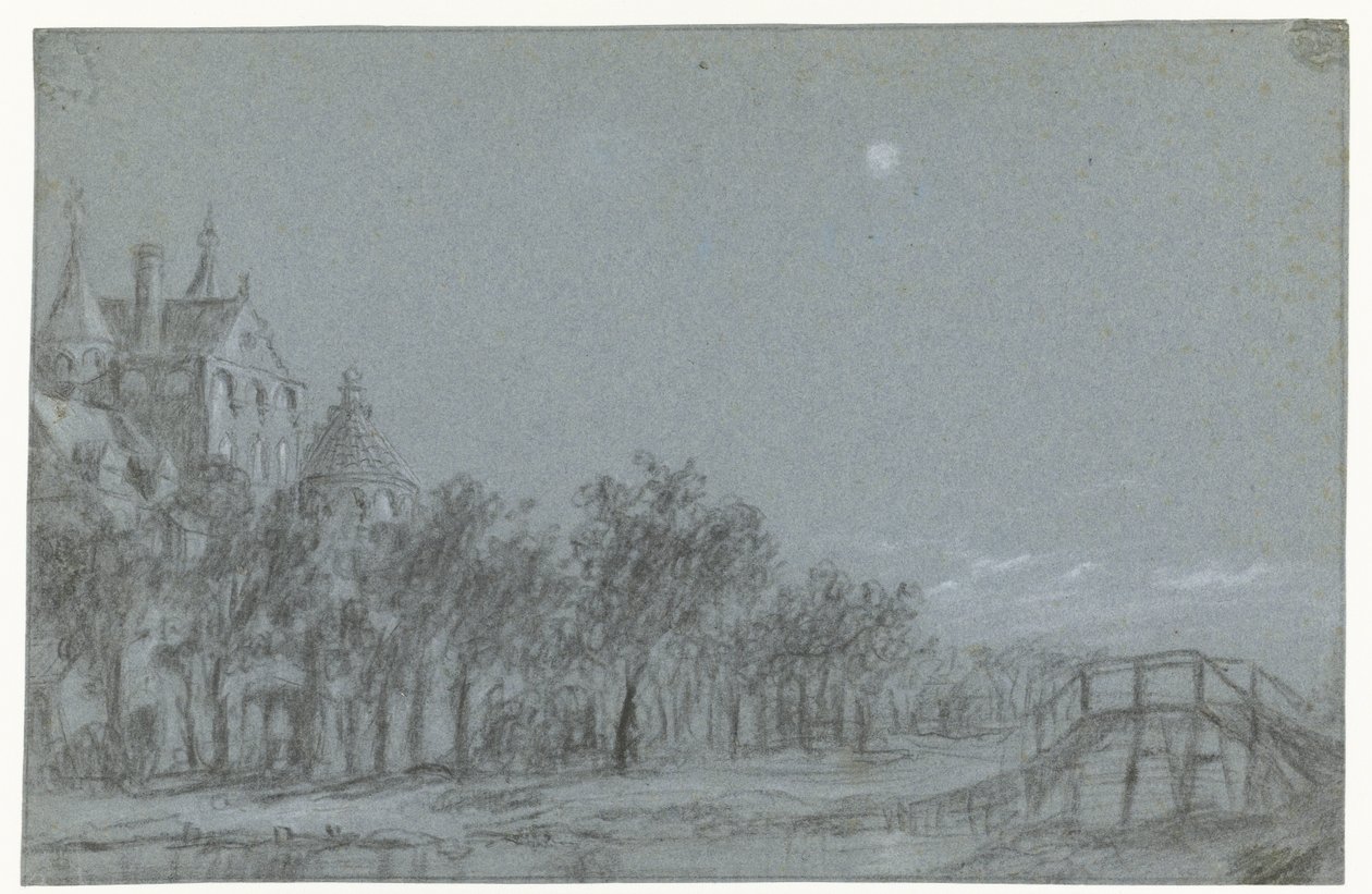 Church Building Behind Row of Trees by Anonymous