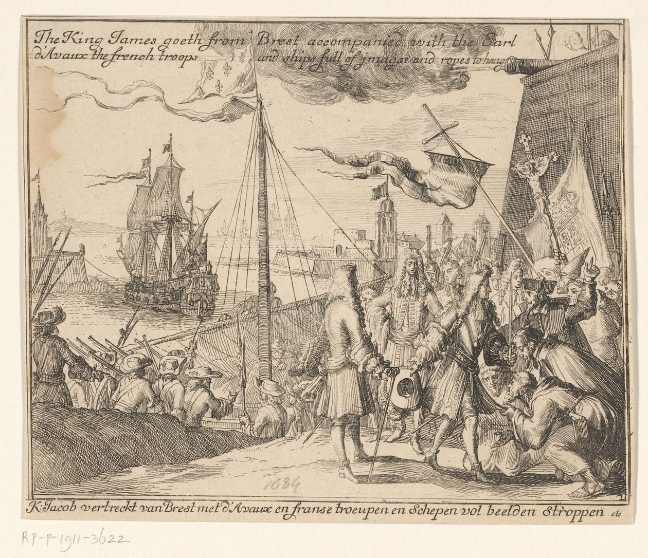 King James II Departs with French Troops from Brest to Ireland, 1689 by Anonymous