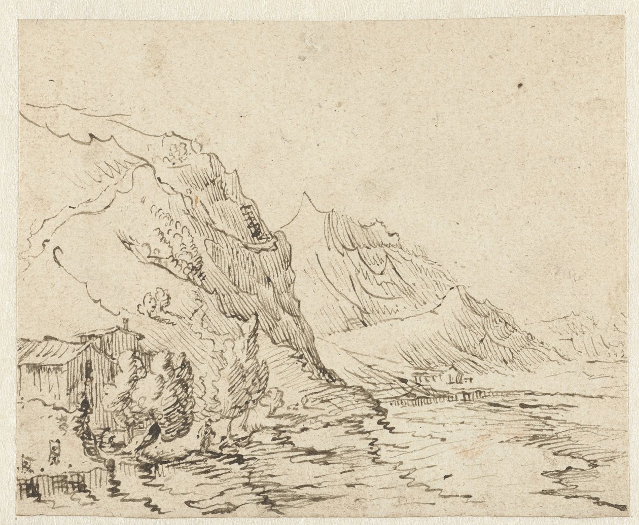 Coastal Landscape with Some Huts by Anonymous