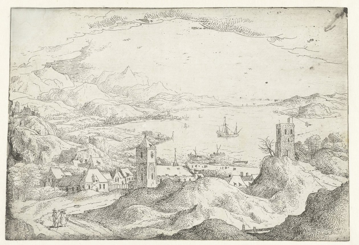 Landscape with Broad River and Village (Seven Landscapes) by Anonymous