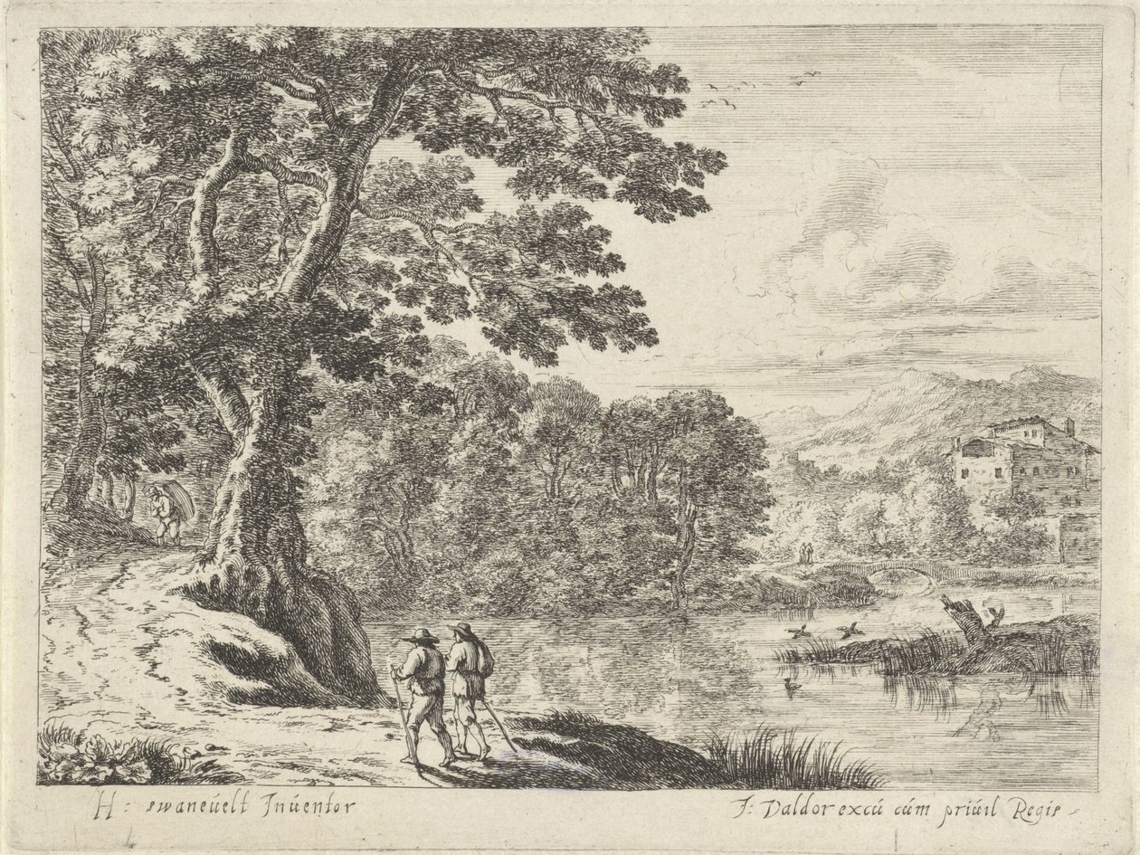 Landscape with a Peddler and Walkers by Anonymous