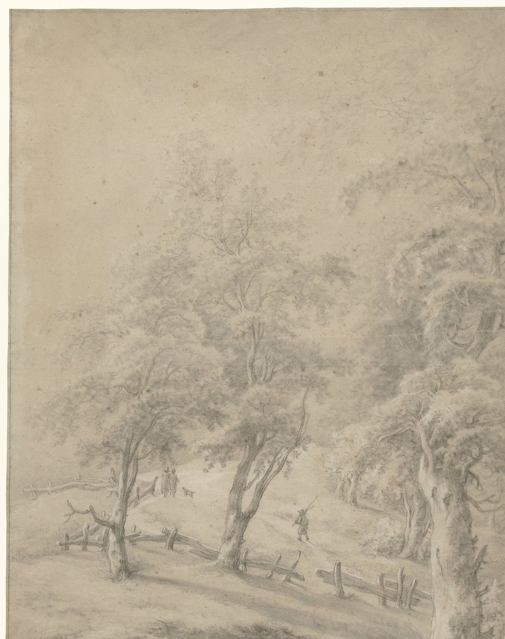 Landscape with Some Figures on a Road Behind a Gate by Anonymous
