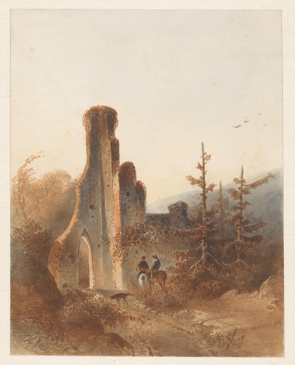 Landscape with Two Riders by a Ruin by Anonymous