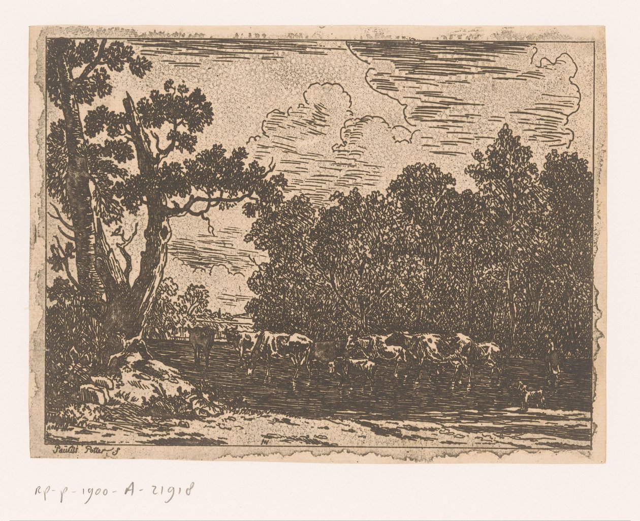 Landscape with Cattle by Anonymous