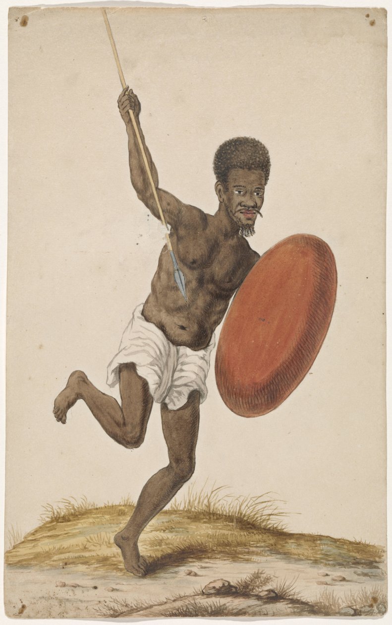 Malagasy Warrior with Assegai and Shield by Anonymous
