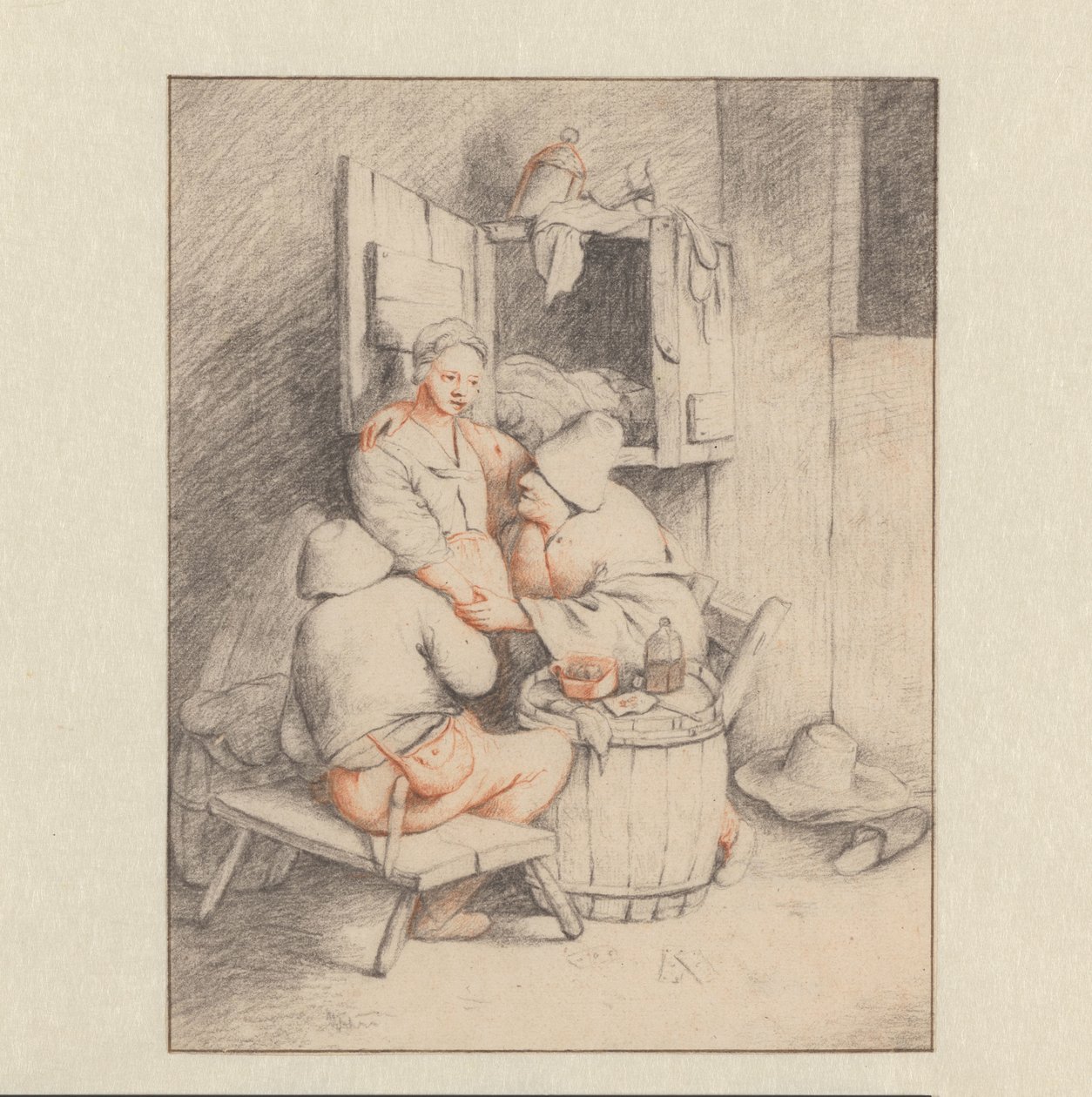 Man Flirting with a Young Barmaid by Anonymous