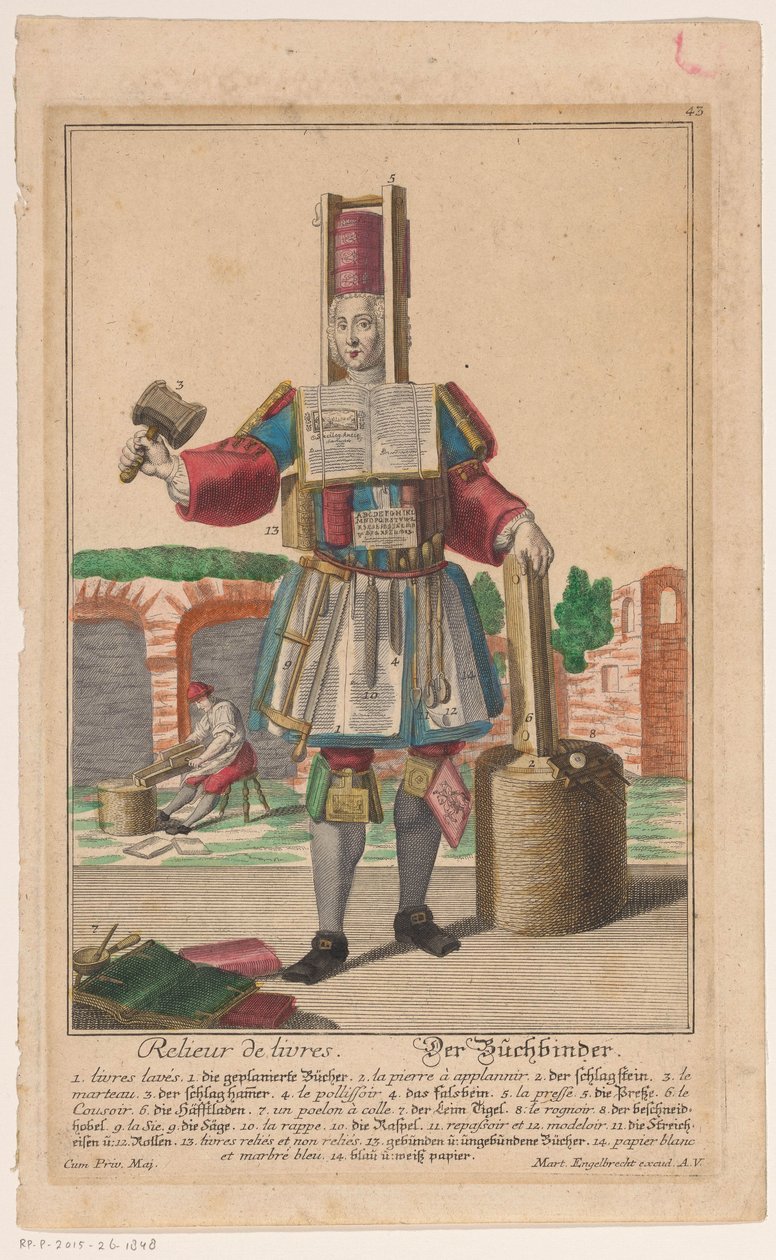 Man with a Costume of Bookbinding Tools by Anonymous