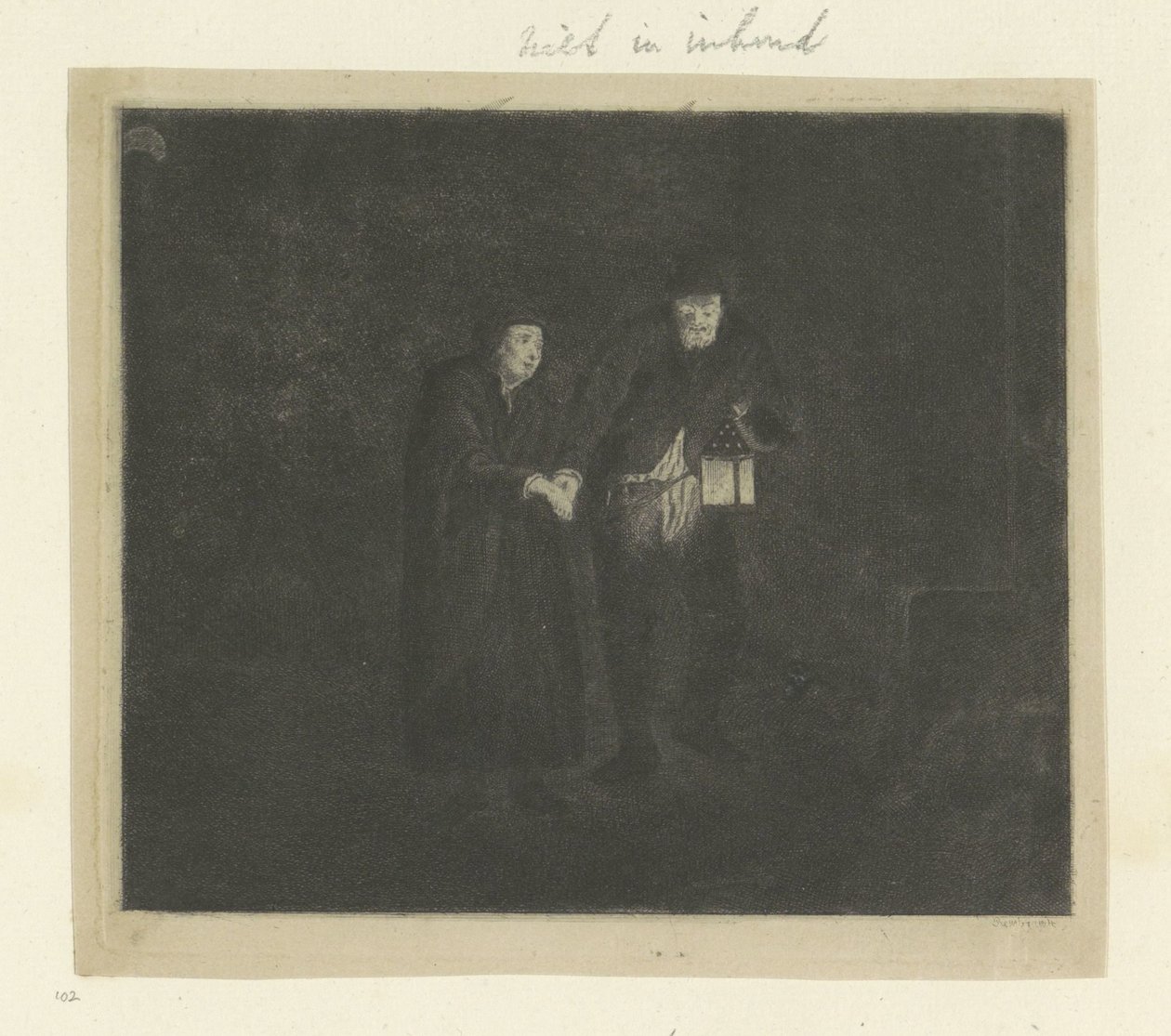 Man with Lantern Leading an Old or Blind Man through the Night by Anonymous
