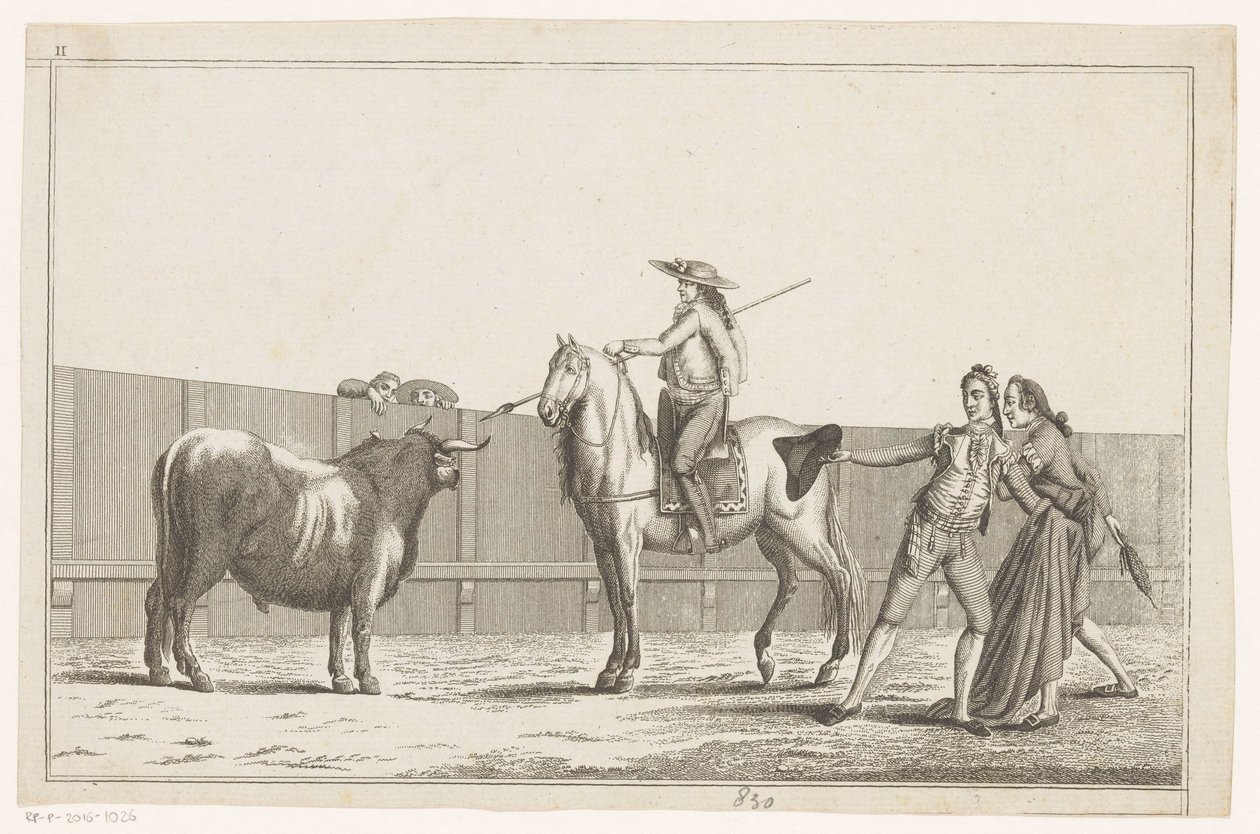 Picador Aiming His Lance at a Bull (Collection of the Main Maneuvers of a Bullfight) by Anonymous