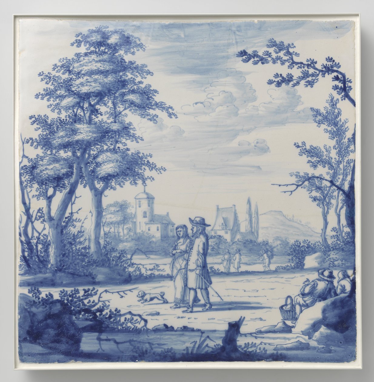 Plaque Painted with Landscape with Figures by Anonymous