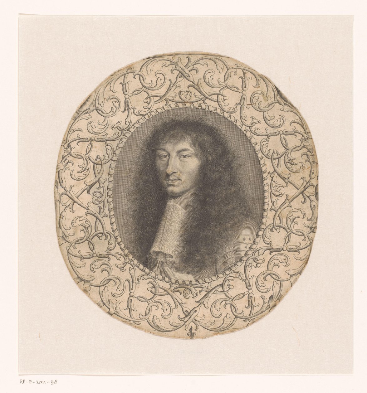 Portrait of Louis XIV Surrounded by an Ornamental Frame with Arabesques by Anonymous