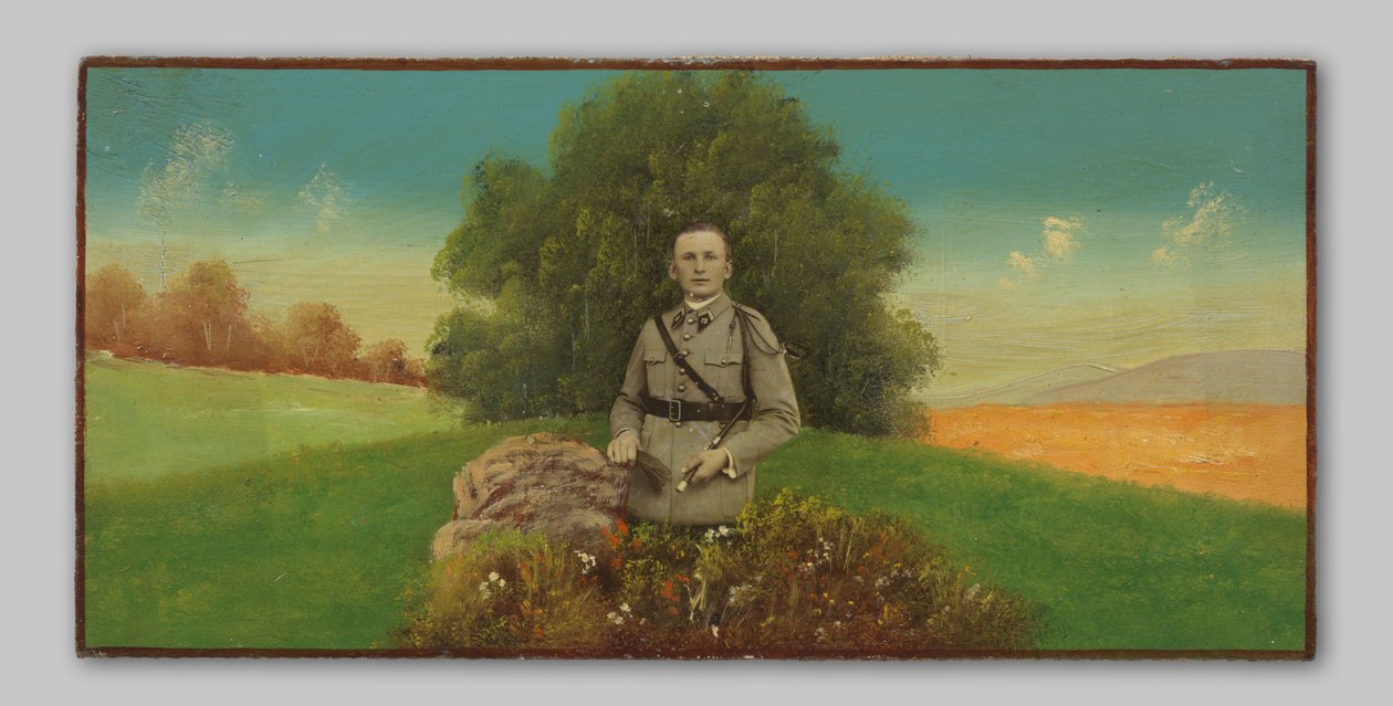 Portrait of an Unknown Soldier in a Painted Landscape by Anonymous