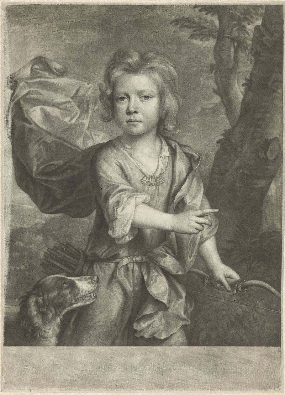 Portrait of a Pointing Boy with Bow and Quiver by Anonymous