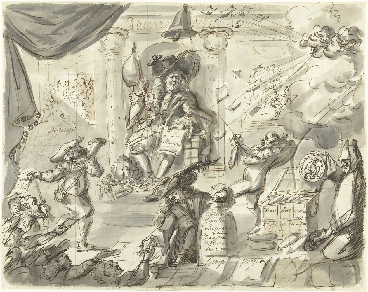 Quincampoix or the Great Wind and Cabbage Seller, 1720 by Anonymous
