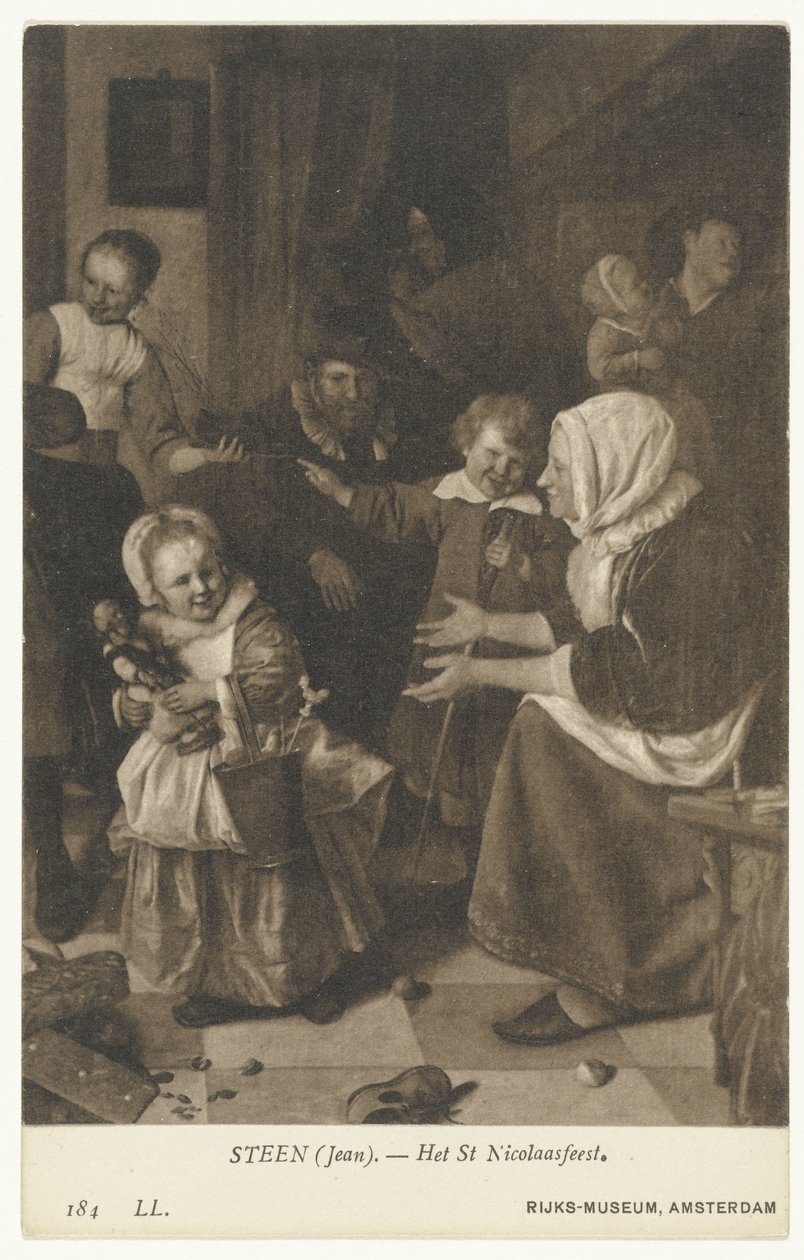 Reproduction of the Painting The Feast of St. Nicholas by Jan Steen by Anonymous