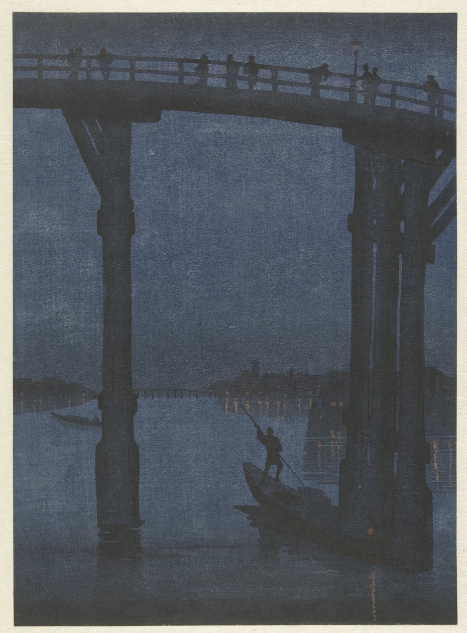 Rowboat Under Bridge by Anonymous