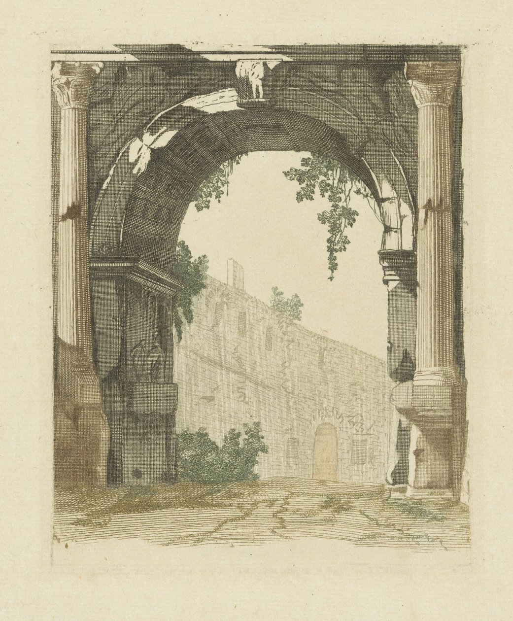 Roman Gate with City Wall by Anonymous