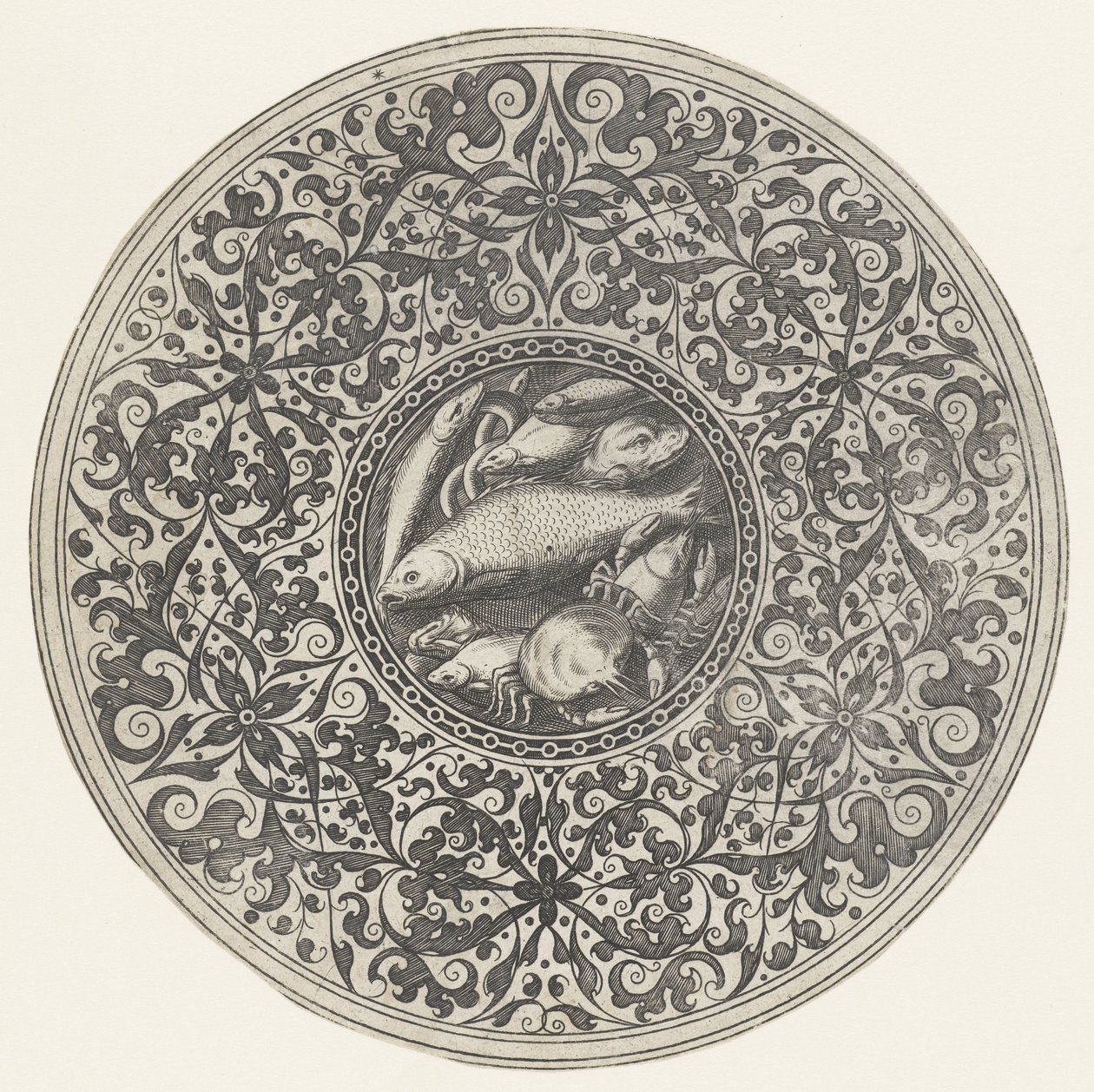 Plate with Sea Creatures and Moresques by Anonymous