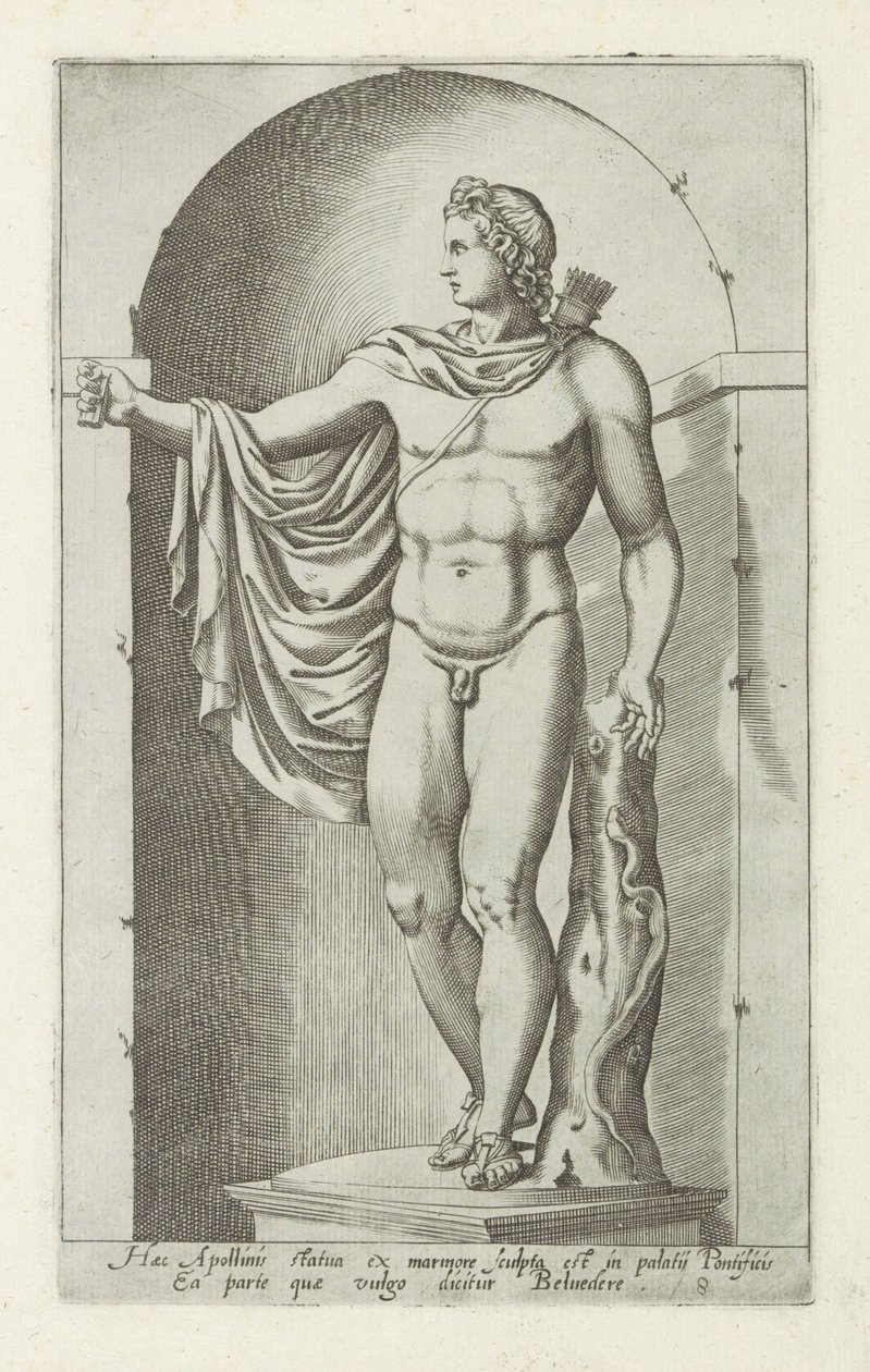 Sculpture of Apollo (title on object: Apollo Belvedere) (series title: Ancient Sculptures in Rome) by Anonymous
