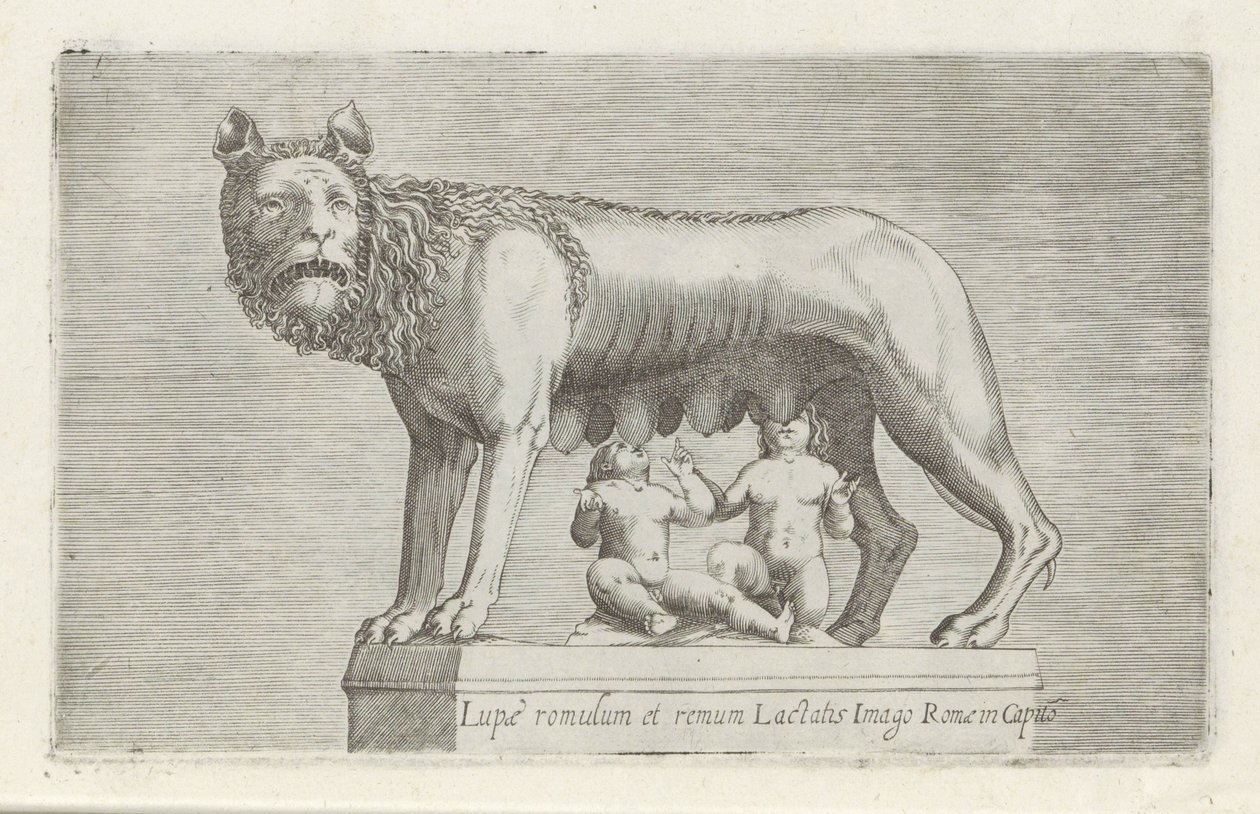 Sculpture of the Capitoline Wolf Suckling the Twins Romulus and Remus by Anonymous