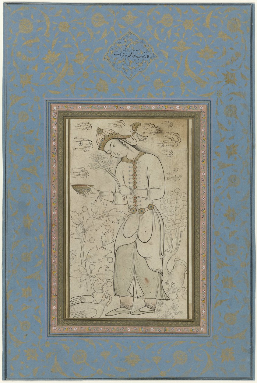 Standing Figure with Flowers in One Hand and a Bowl in the Other by Anonymous