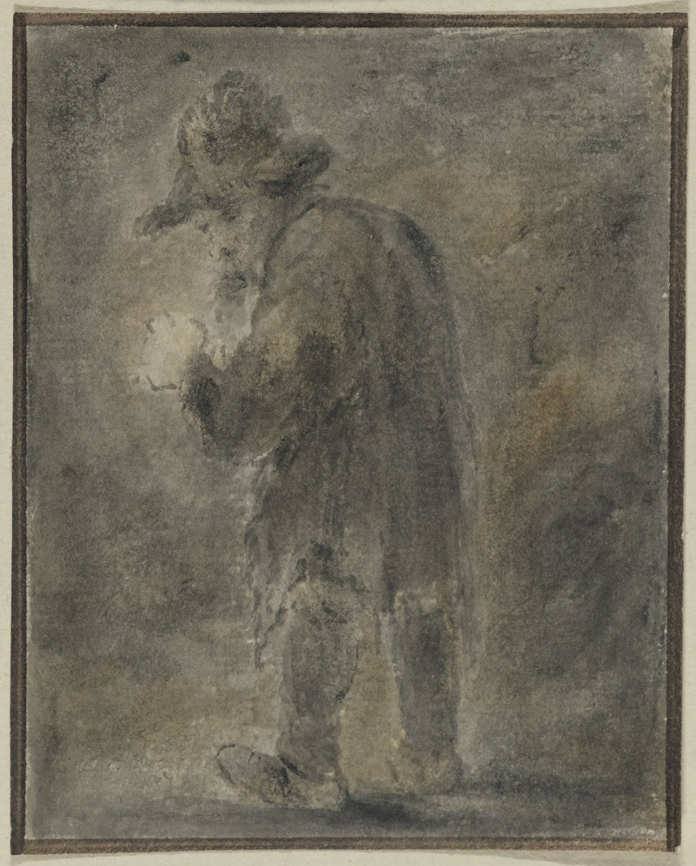 Standing Man with Hat by Anonymous