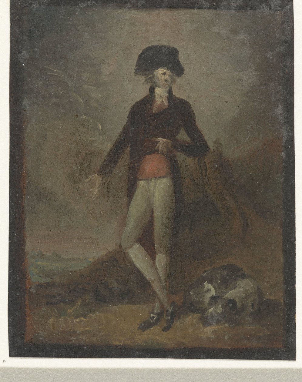 Standing Man with Dog at His Feet by Anonymous