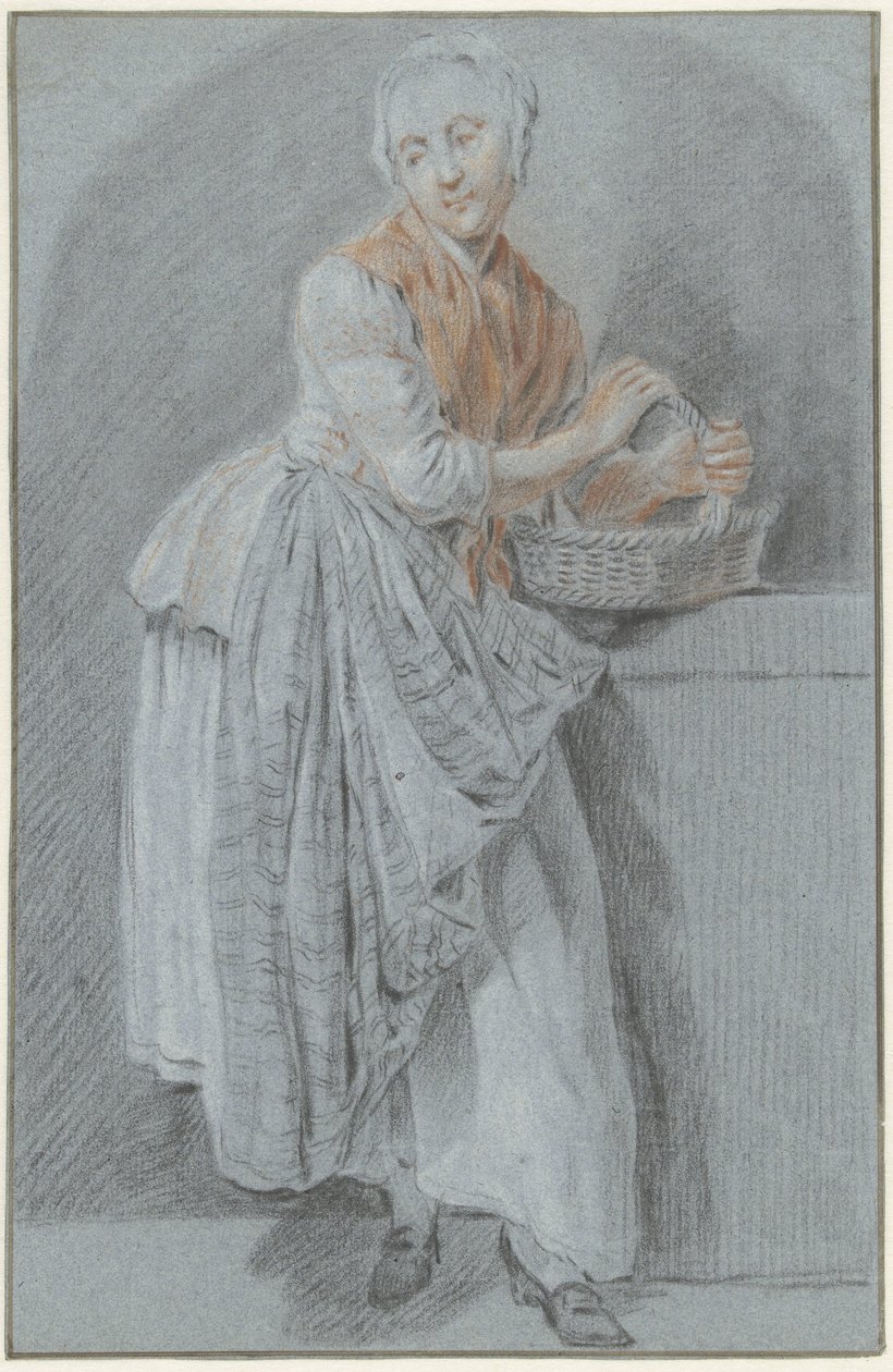 Standing Woman with a Basket by Anonymous