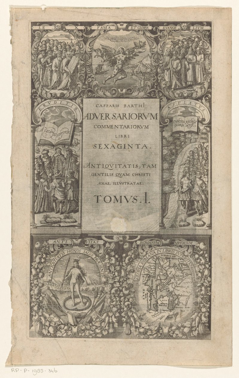 Title with Seven Cartouches Around (Adversariorum Commentariorum, Libri Sexaginta, Tomus I) by Anonymous