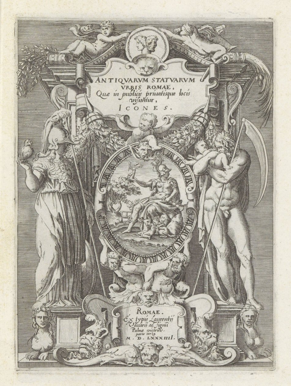 Title Print with Roma, Minerva, and Saturn by Anonymous