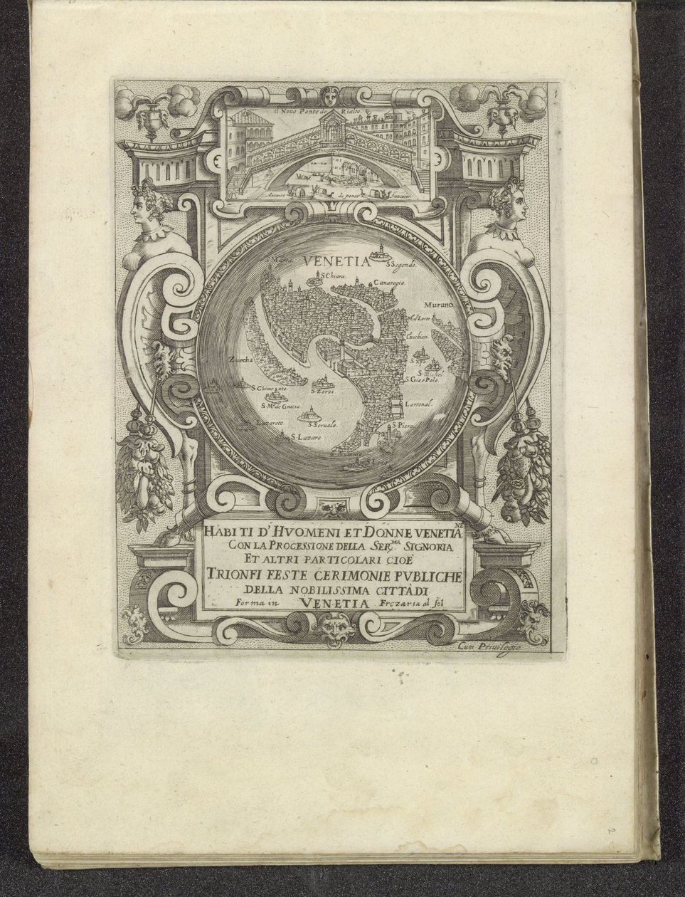 Title Print with Map of Venice (Scenes from Venetian Life) by Anonymous