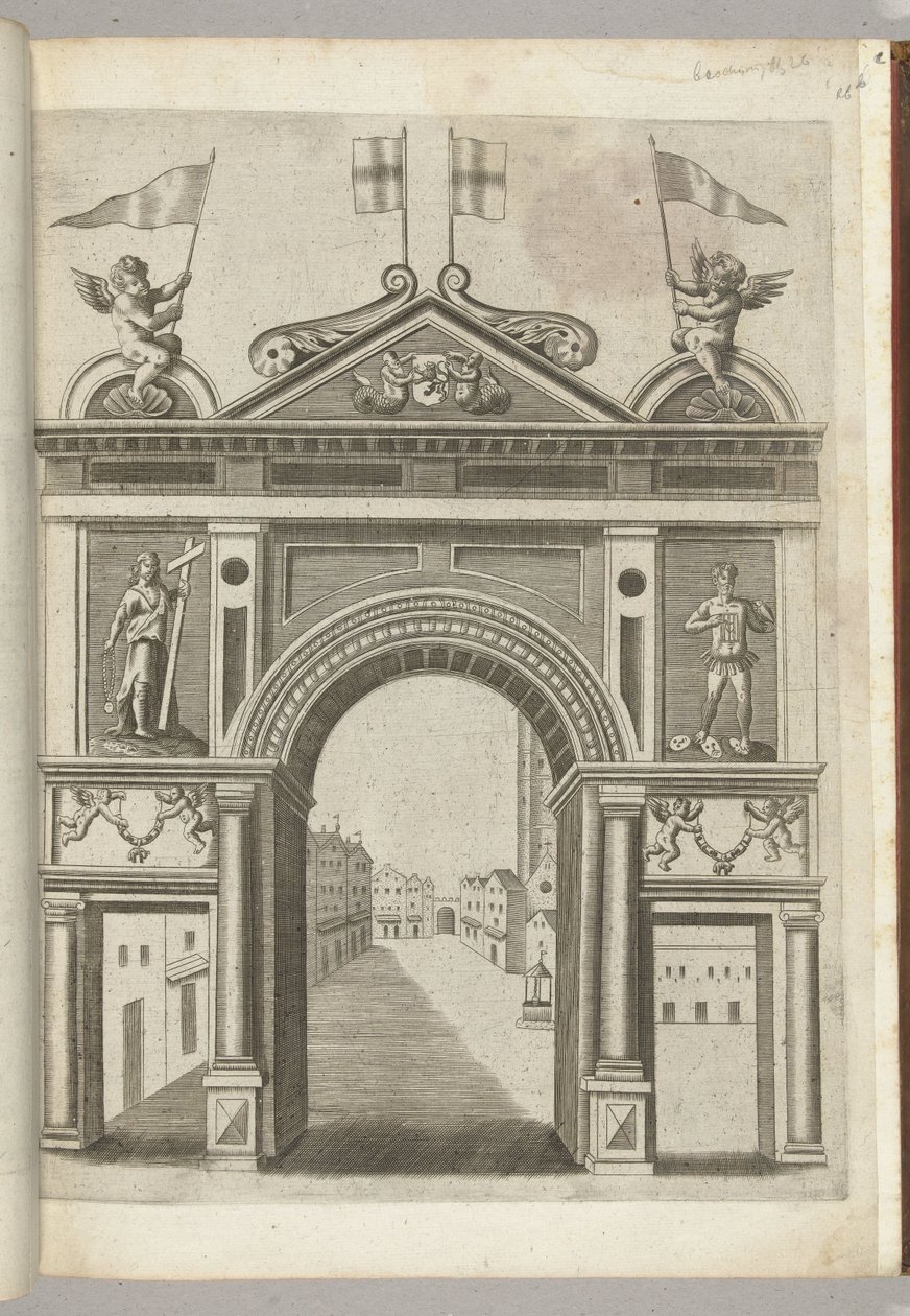 Triumphal Arch with Allegorical Figures and Putti with the Chain of the Order of the Golden Fleece, 1594 by Anonymous