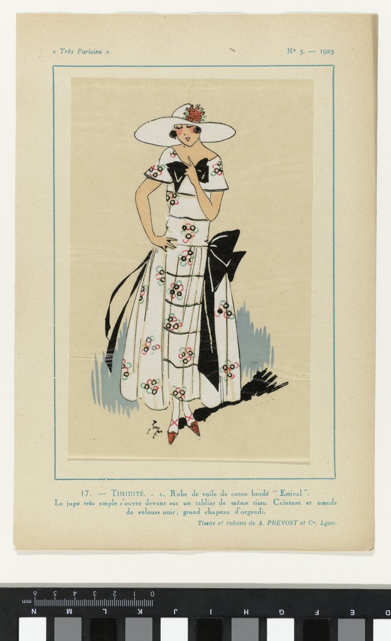 Very Parisian, 1923, No 5: 17.- TIMIDITY. - 1. Voile dress... by Anonymous