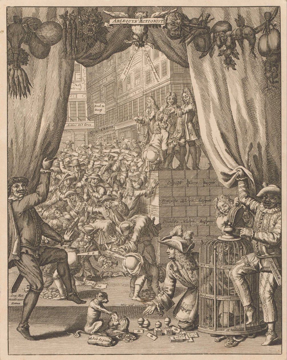 Explanation of the Plate Harlequin Stockbroker, 1720 (series title) by Anonymous