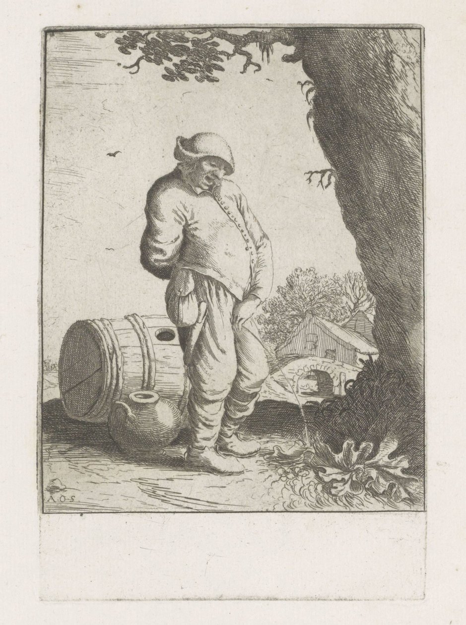 Man Urinating by a Tree by Anonymous