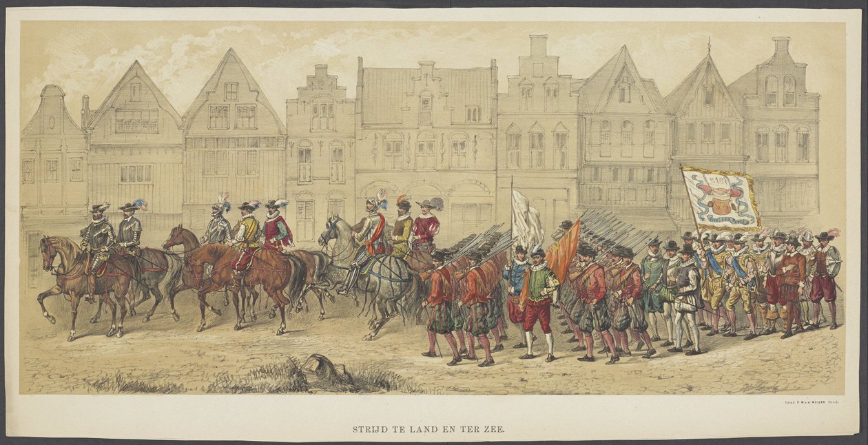 Utrecht Masquerade, Plate B: Battle on Land and Sea, 1856 by Anonymous