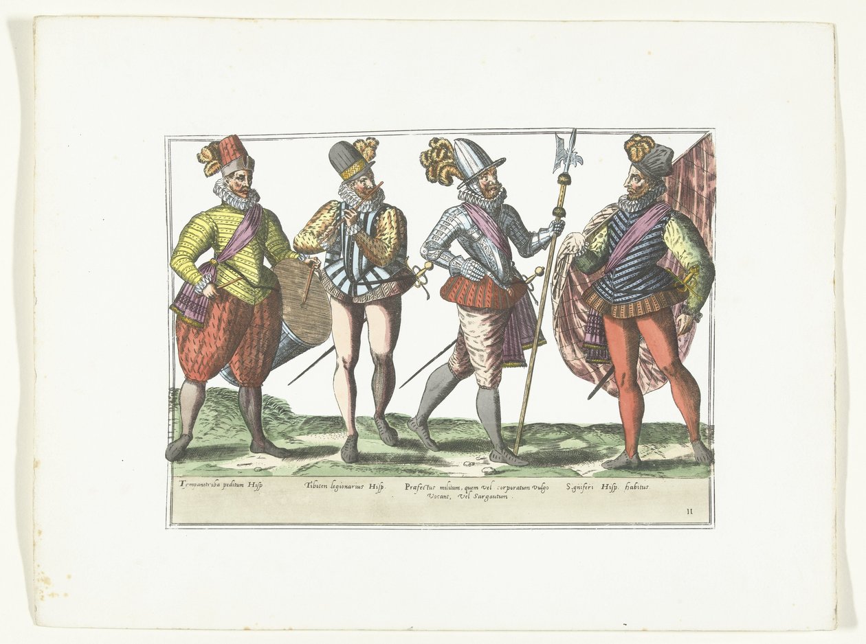Four Spanish Soldiers in Uniform, ca. 1580 (Costumes militaires Espagnols) by Anonymous