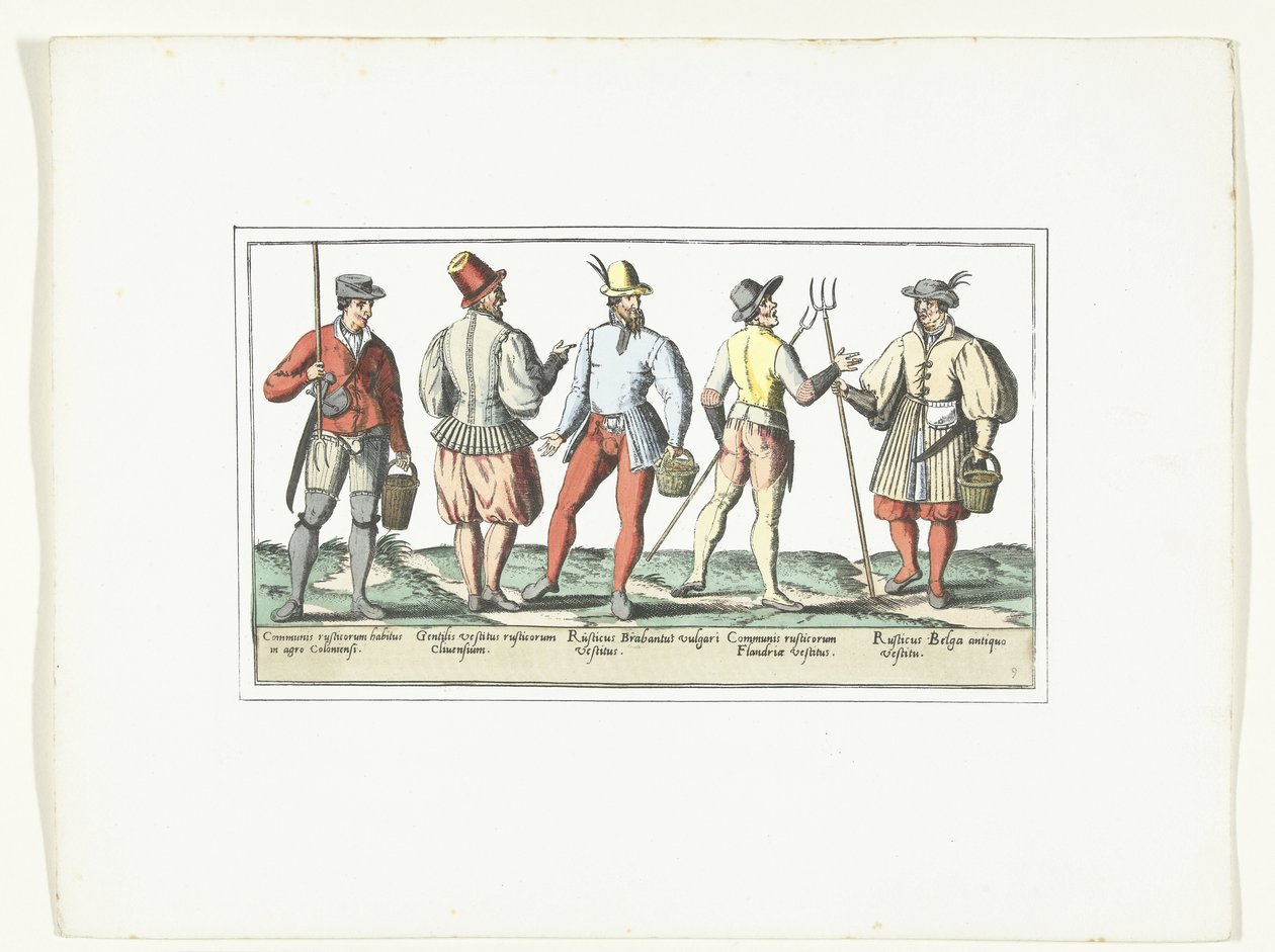 Four Farmers Dressed According to the Current Fashion and One in the Old Fashion, ca. 1580 by Anonymous